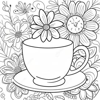 Cute Floral Tea Cup Coloring Page 18711-14784