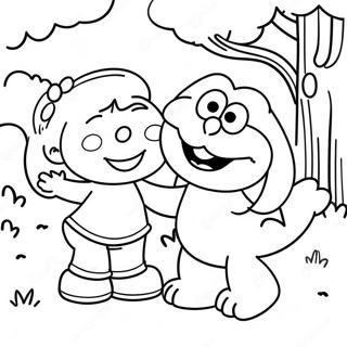 Elmo And Abby Playing In The Park Coloring Page 18743-14794