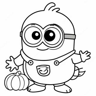 Schattige Halloween Minion Met Pompoen Kleurplaat 18793-14840