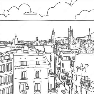 Barcelona Cityscape Coloring Page 18852-14897