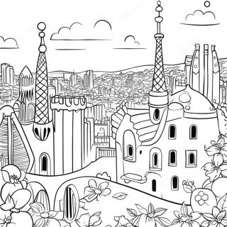 Barcelona Cityscape Coloring Page 18852-14900