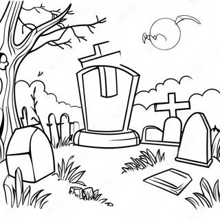 Graveyard Scene Coloring Page 18892-14902