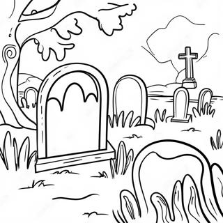 Graveyard Scene Coloring Page 18892-14903