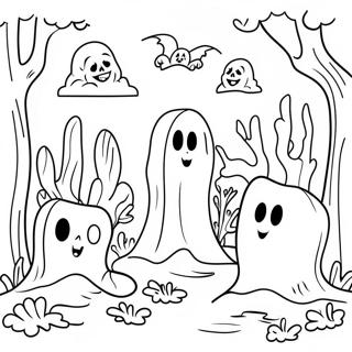 Spooky Graveyard With Ghosts Coloring Page 18893-14925