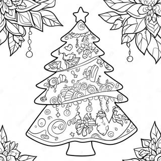 Elegant Christmas Tree With Ornaments Coloring Page 19043-15045