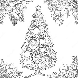 Elegant Christmas Tree With Ornaments Coloring Page 19043-15046