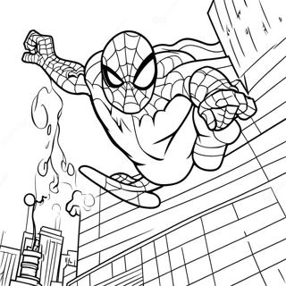 Web Slinging Spiderman Coloring Page 19123-15116