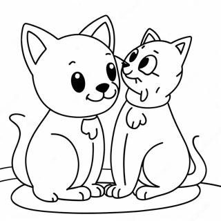 Playful Dog And Cat Coloring Page 19213-15177