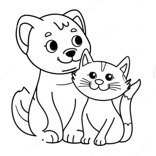 Playful Dog And Cat Coloring Page 19213-15178