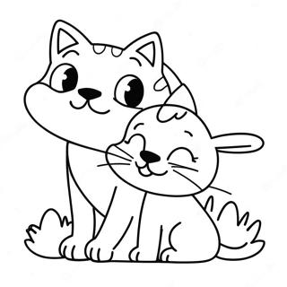 Playful Dog And Cat Coloring Page 19213-15179