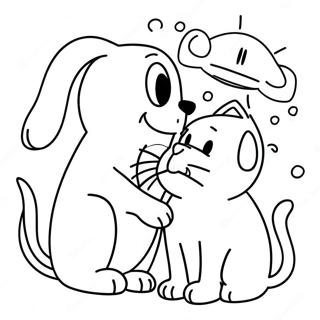 Playful Dog And Cat Coloring Page 19213-15180