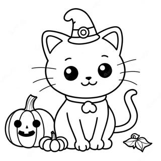 ハロウィンの子猫 塗り絵ページ