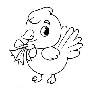 Cute Goose With A Bow Coloring Page 19343-15277