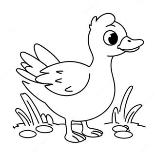 Cute Goose With A Bow Coloring Page 19343-15278