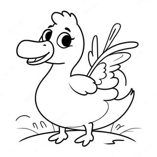 Cute Goose With A Bow Coloring Page 19343-15279