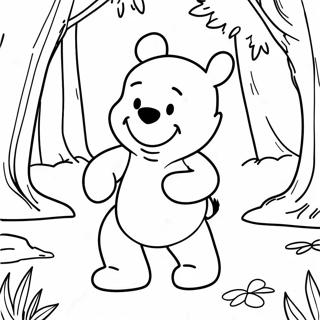 Adventurous Winnie The Pooh In The Forest Coloring Page 19523-15422