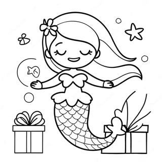 Christmas Mermaid Coloring Pages