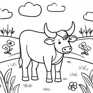 Páginas Para Colorir Do Ferdinand, O Touro Em Um Pradaria Pacífica 19673-15548