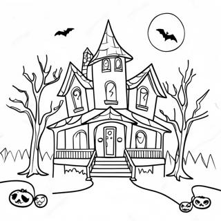 Haunted House Spooky Halloween Coloring Pages