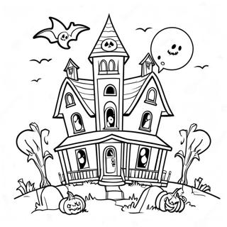 Page À Colorier Maison Hantée Effrayante Pour Halloween 19742-15600