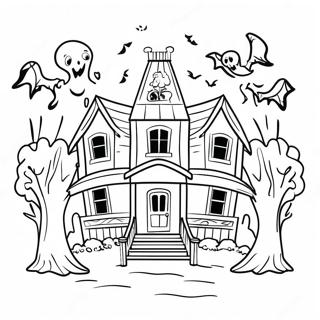 Haunted House Spooky Halloween Coloring Pages