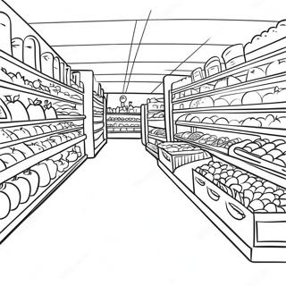 Busy Grocery Store Aisle Coloring Page 19853-15682