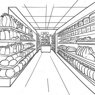 Busy Grocery Store Aisle Coloring Page 19853-15683