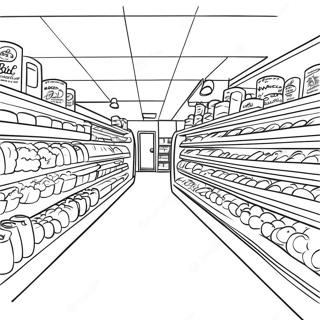 Busy Grocery Store Aisle Coloring Page 19853-15684