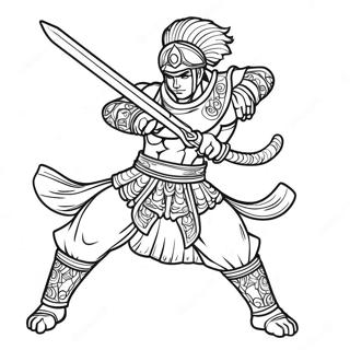 Akaza In Battle Pose Coloring Page 20013-15819