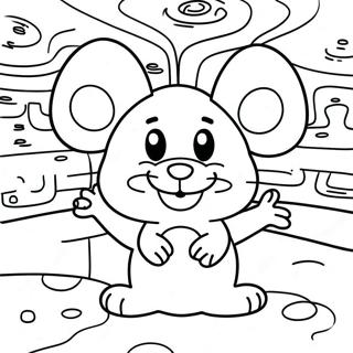 Happy Mouse In A Cheese Maze Coloring Page 2011-1608