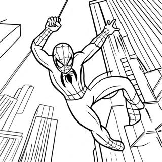 Dynamic Spiderman Swinging Through City Coloring Page 20303-16049