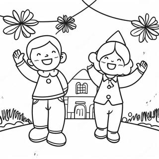 Cheerful Homecoming Celebration Coloring Page 20313-16056