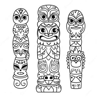 Colorful Totem Pole With Animals Coloring Page 20333-16066