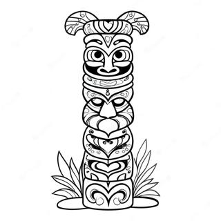 Colorful Totem Pole With Animals Coloring Page 20333-16068