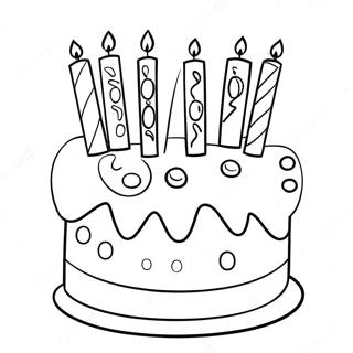 Birthday Cake With Colorful Candles Coloring Page 20352-16094