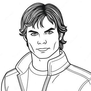 Damon Salvatore In Action Coloring Page 20403-16132