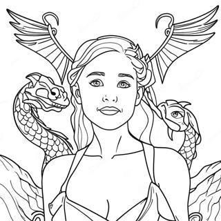 Daenerys Targaryen With Dragons Coloring Page 20413-16138