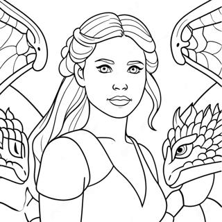 Daenerys Targaryen With Dragons Coloring Page 20413-16140