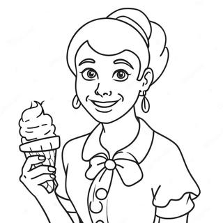 Fun Aunt With Ice Cream Coloring Page 20463-16174