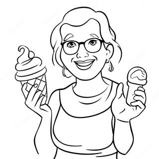 Fun Aunt With Ice Cream Coloring Page 20463-16176