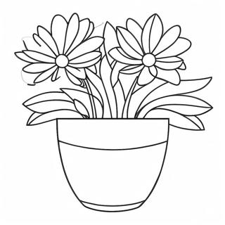 Flower Pot With Colorful Flowers Coloring Page 20502-16204