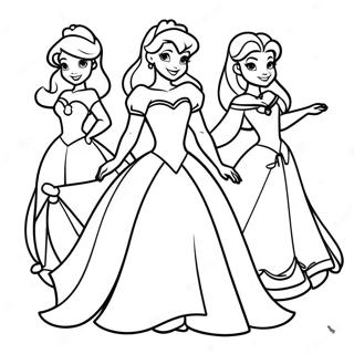 Elegant Disney Princesses Coloring Page 20513-16213