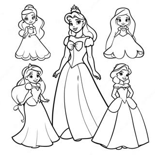 Elegant Disney Princesses Coloring Page 20513-16215