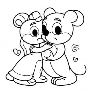 Adorable Disney Characters In Love Coloring Page 2051-1643