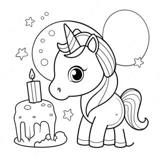 Birthday Unicorn Coloring Pages