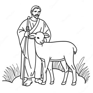 Gentle Shepherd With Lamb Coloring Page 20683-16353