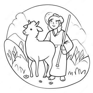 Gentle Shepherd With Lamb Coloring Page 20683-16354