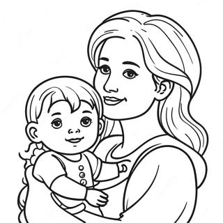 Caring Mom With Child Coloring Page 20713-16418