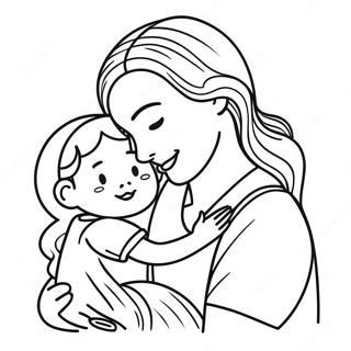 Caring Mom With Child Coloring Page 20713-16419