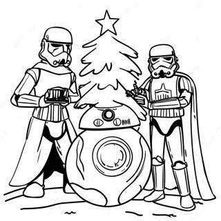 Festive Star Wars Characters Decorating A Tree Coloring Page 20883-16505